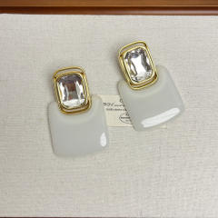 Retro smooth geometric square acrylic crystal earrings exaggerated personality long earrings