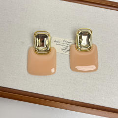 Retro smooth geometric square acrylic crystal earrings exaggerated personality long earrings
