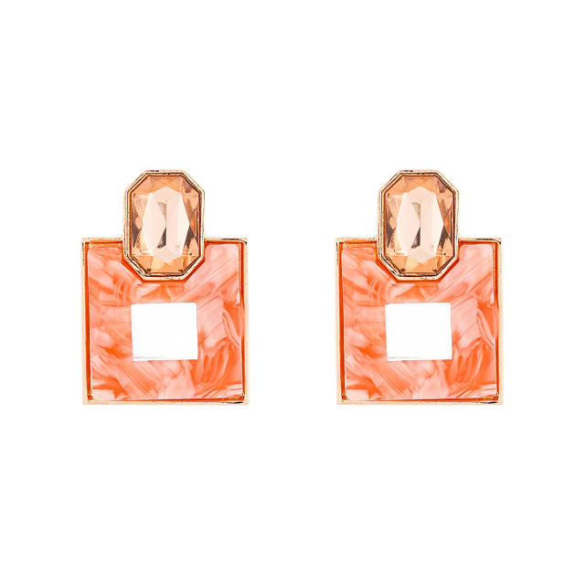 Sweet pink color series enamel flower drop shape earrings collection