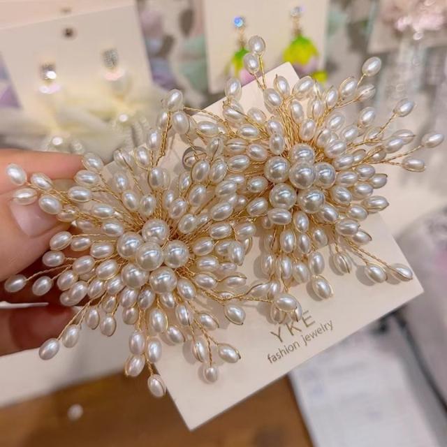 Exaggerated Style Beaded Handmade Earrings pearl earrings for women
