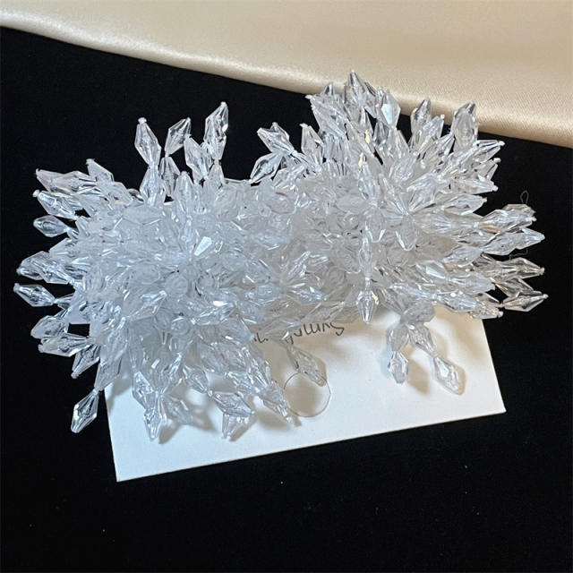 Exaggerated Crystal Fireworks Earrings rings set