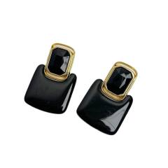 Retro smooth geometric square acrylic crystal earrings exaggerated personality long earrings