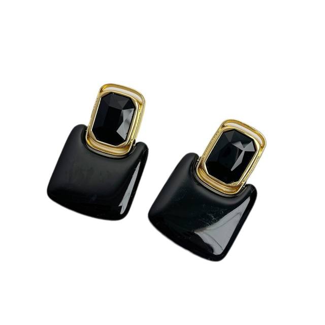 Retro smooth geometric square acrylic crystal earrings exaggerated personality long earrings