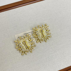 French Parisian Style Square Diamond Keyhole Earrings