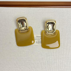 Retro smooth geometric square acrylic crystal earrings exaggerated personality long earrings