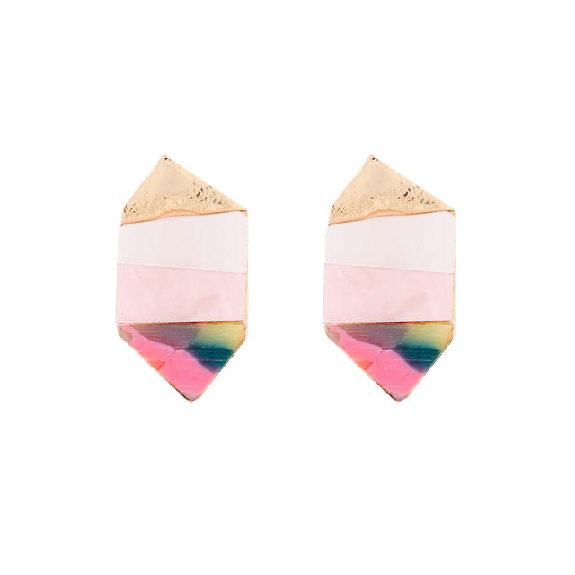 Sweet pink color series enamel flower drop shape earrings collection