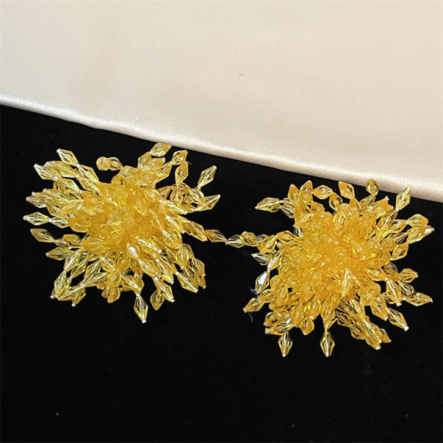 Exaggerated Crystal Fireworks Earrings rings set