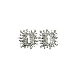 French Parisian Style Square Diamond Keyhole Earrings