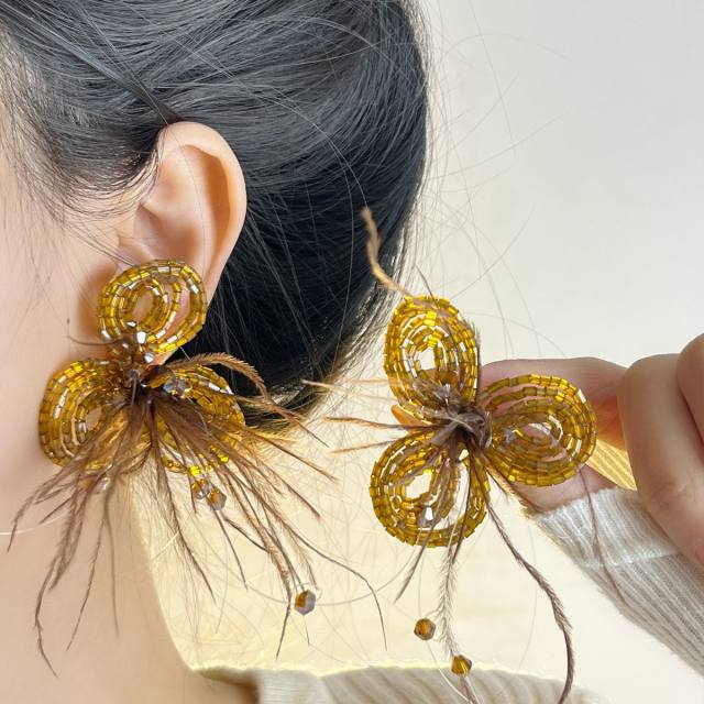 Bohemia handmade beaded flower earrings for women holiday earrings