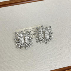 French Parisian Style Square Diamond Keyhole Earrings