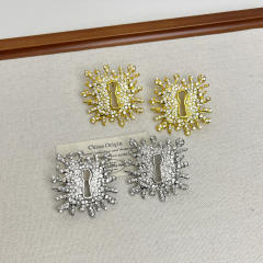 French Parisian Style Square Diamond Keyhole Earrings