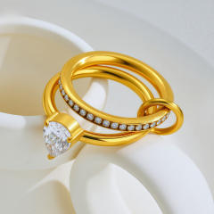 Hot sale mix color cubic zircon inlaid stainless steel rings