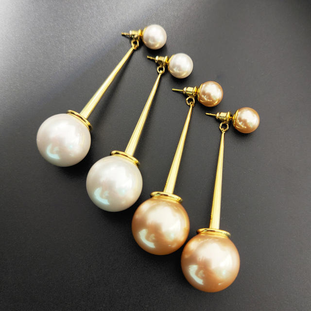 S925 Silver Needle French Light Luxury pearl drop jacket earrings