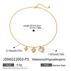 18KG hot sale mix color heart charm stainless steel necklace bracelet set