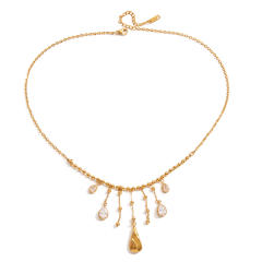 Classic cubic zircon drop charm stainless steel necklace tassel necklace