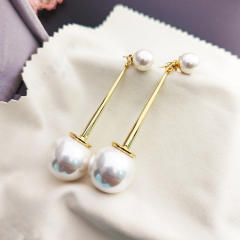 S925 Silver Needle French Light Luxury pearl drop jacket earrings