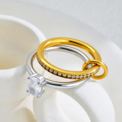 Hot sale mix color cubic zircon inlaid stainless steel rings