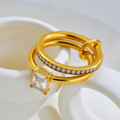 Hot sale mix color cubic zircon inlaid stainless steel rings