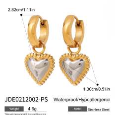 18KG hot sale mix color heart charm stainless steel necklace bracelet set