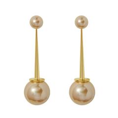 S925 Silver Needle French Light Luxury pearl drop jacket earrings