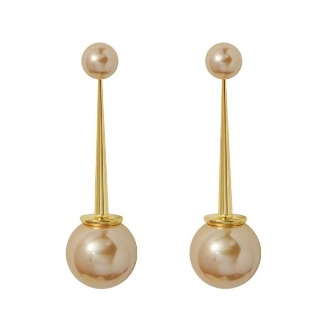S925 Silver Needle French Light Luxury pearl drop jacket earrings