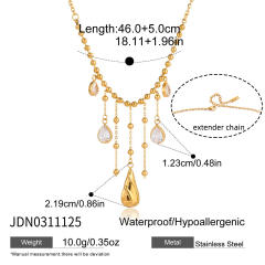 Classic cubic zircon drop charm stainless steel necklace tassel necklace