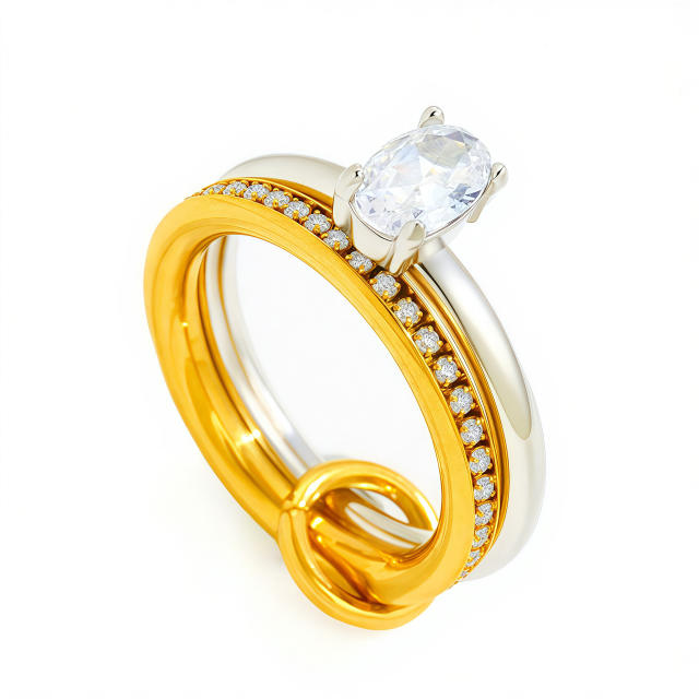Hot sale mix color cubic zircon inlaid stainless steel rings