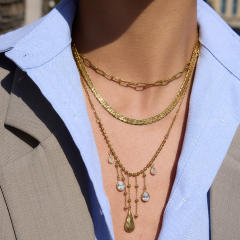 Classic cubic zircon drop charm stainless steel necklace tassel necklace
