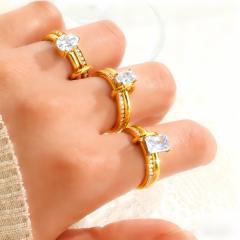 Hot sale mix color cubic zircon inlaid stainless steel rings
