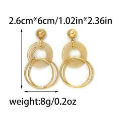 18KG unique circle to circle dangel earrings stainless steel earrings