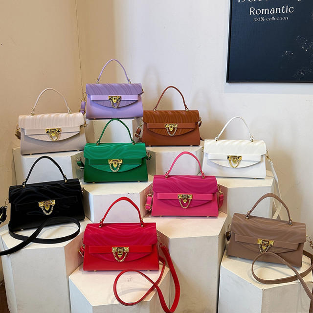 Fashionable multi color PU leather square shape handbag crossbody bag purse bag