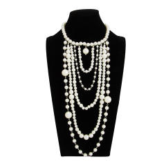 Fashion Show Imitation Pearl Beaded Long Necklace