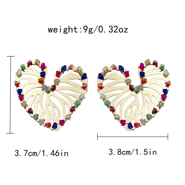 French sweet love hollow design stainless steel earrings gold-plated earrings