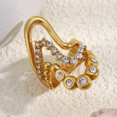 Stainless steel rings 18KG hollow out diamond rings for women