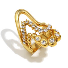 Stainless steel rings 18KG hollow out diamond rings for women