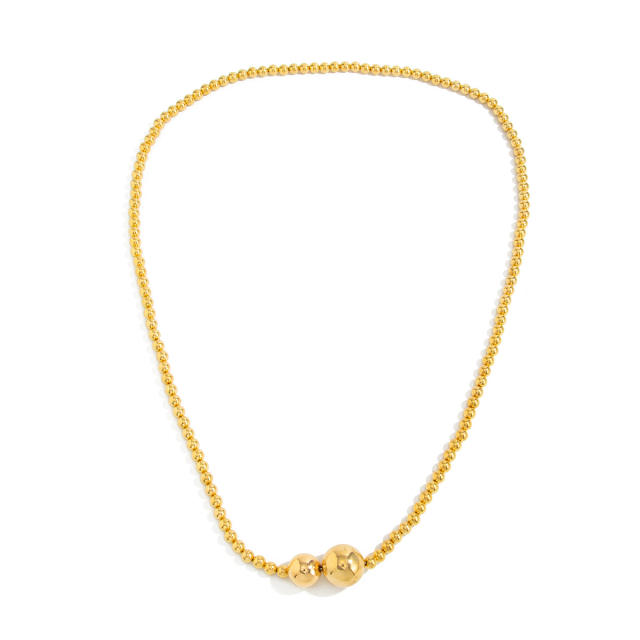 Simple Ins Imitation Pearl Beaded Long Necklace Fashion Small Fragrance CCB Round Bead Stacked Sweater Chain