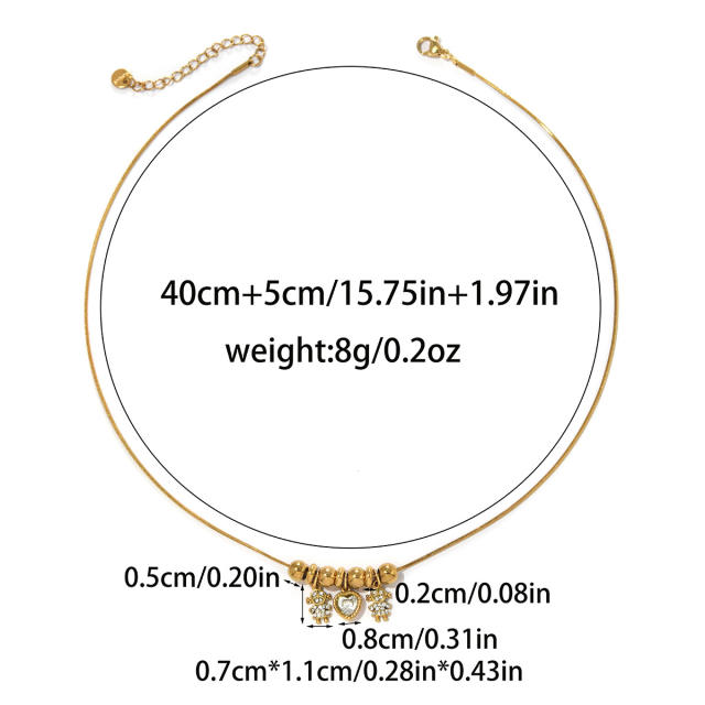 Light Luxury Fashion Inlaid Zircon boy girl charm Plated 18K Gold Stainless Steel necklace