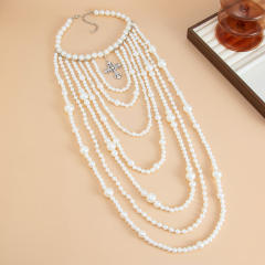 Fashion Show Imitation Pearl Beaded Long Necklace