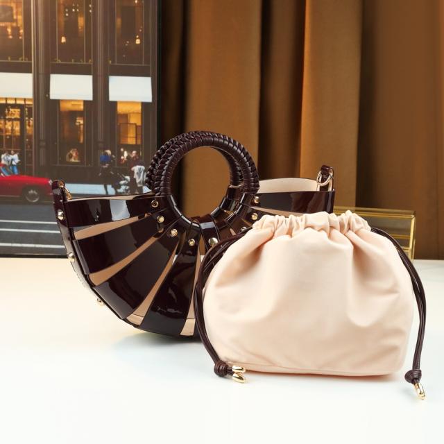 Fashion colorful hollow out fan shape handbag holiday bag