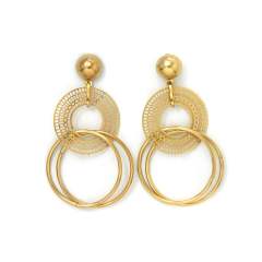 18KG unique circle to circle dangel earrings stainless steel earrings