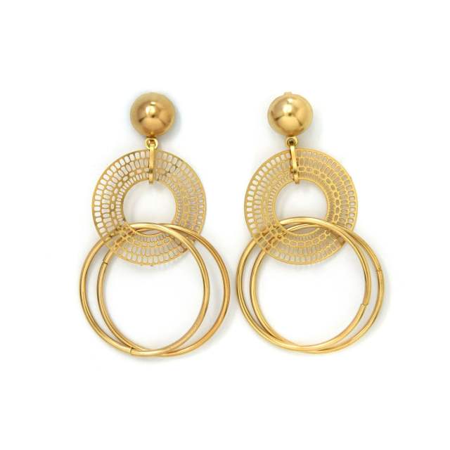 18KG unique circle to circle dangel earrings stainless steel earrings