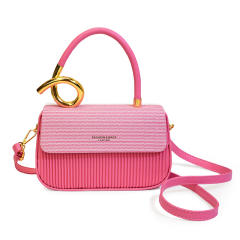 Unique sprial gold color handle multi color women box bag handbag crossbody bag