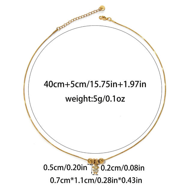 Light Luxury Fashion Inlaid Zircon boy girl charm Plated 18K Gold Stainless Steel necklace
