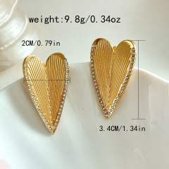French sweet love hollow design stainless steel earrings gold-plated earrings