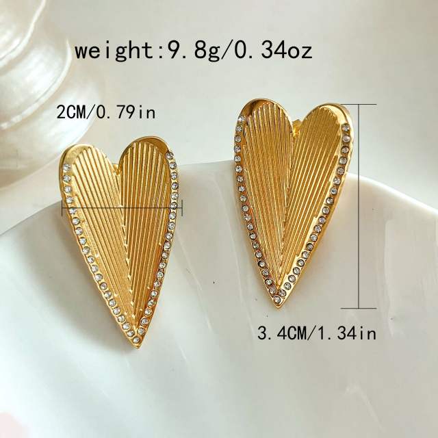 French sweet love hollow design stainless steel earrings gold-plated earrings