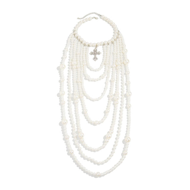 Fashion Show Imitation Pearl Beaded Long Necklace