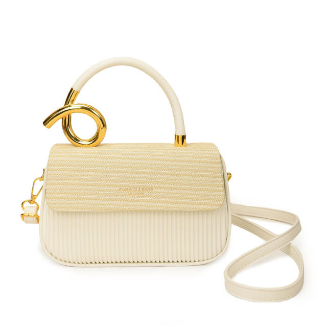 Unique sprial gold color handle multi color women box bag handbag crossbody bag