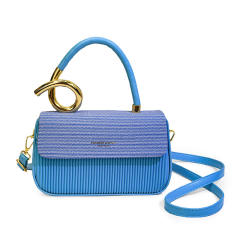 Unique sprial gold color handle multi color women box bag handbag crossbody bag