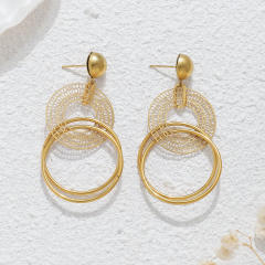 18KG unique circle to circle dangel earrings stainless steel earrings