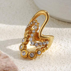 Stainless steel rings 18KG hollow out diamond rings for women